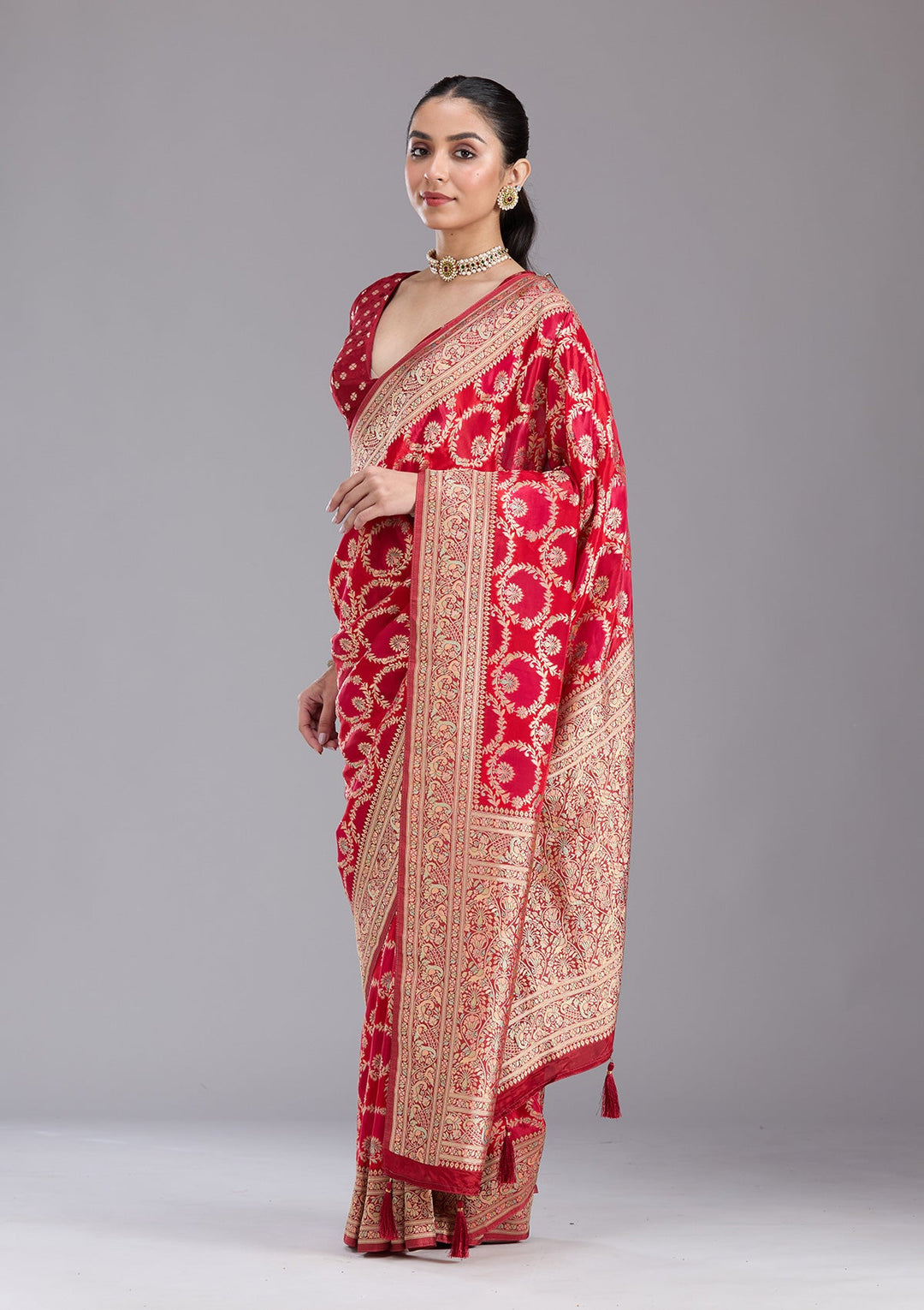Red Banarasi Silk Saree-koskii