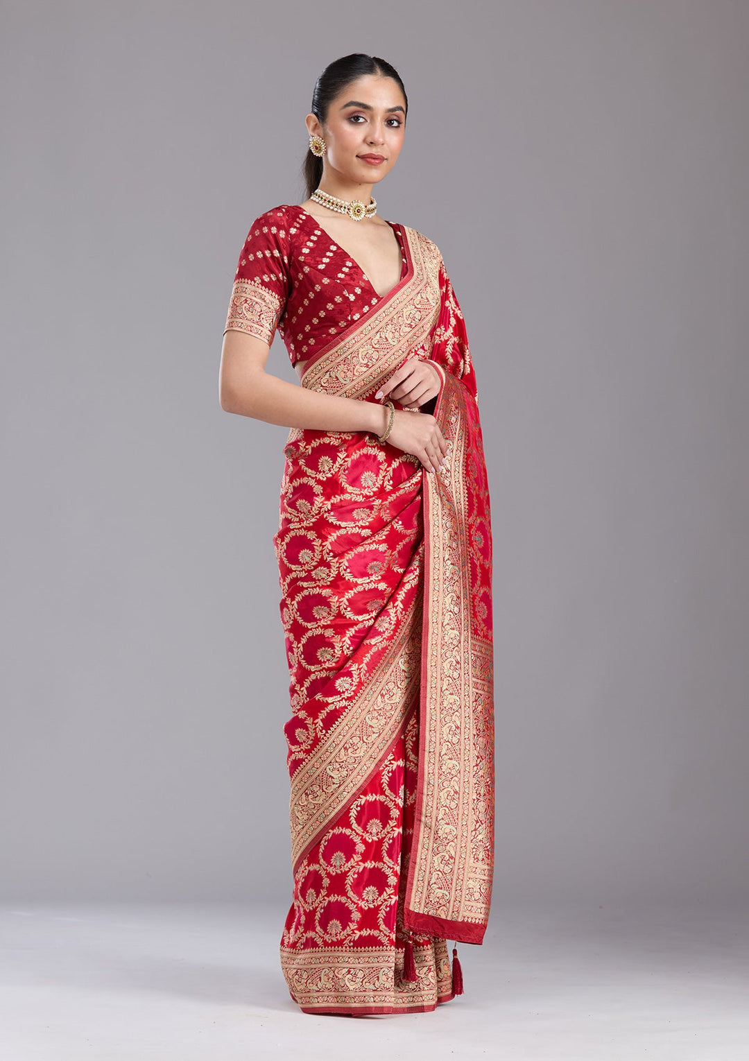 Red Banarasi Silk Saree-koskii
