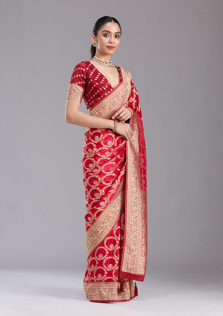 Red Banarasi Silk Saree-koskii