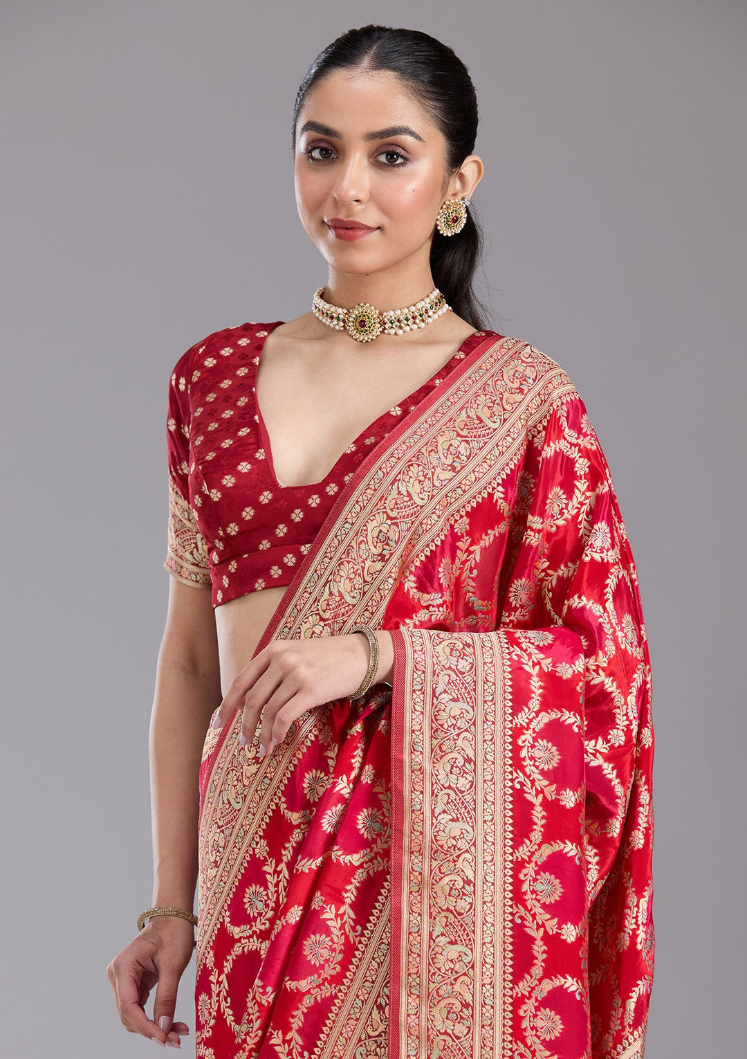 Red Banarasi Silk Saree-koskii