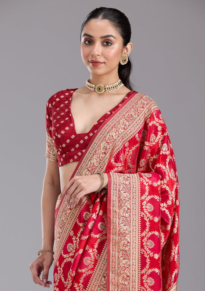 Red Banarasi Silk Saree-koskii