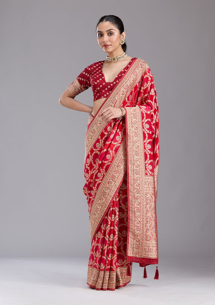 Red Banarasi Silk Saree-koskii