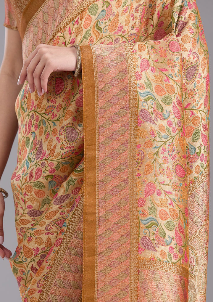 Gold Banarasi Silk Saree-koskii