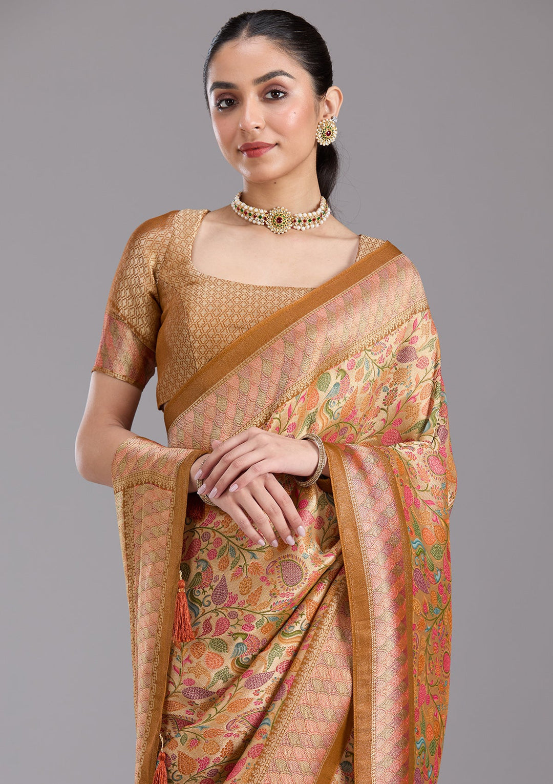 Gold Banarasi Silk Saree-koskii