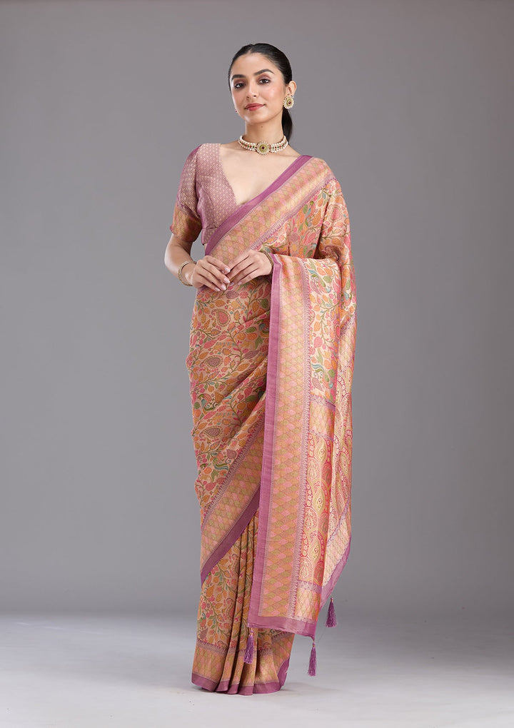 Lavender Banarasi Silk Saree-koskii