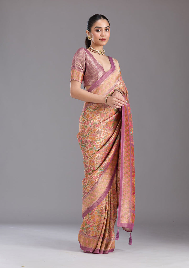 Lavender Banarasi Silk Saree-koskii