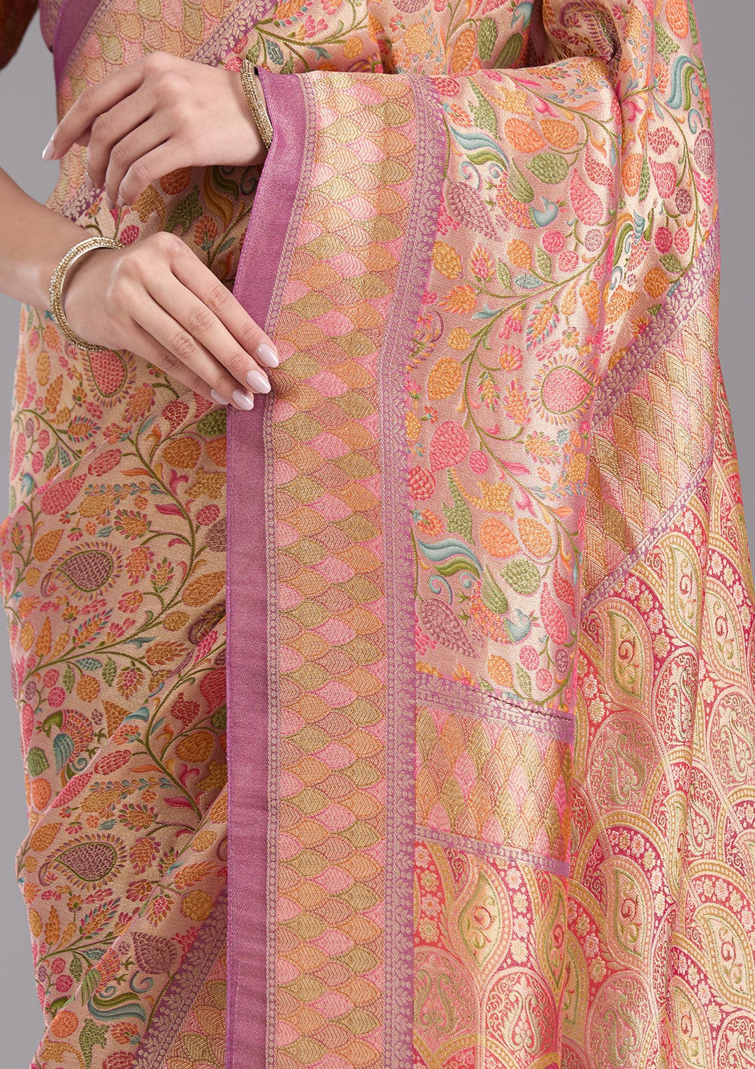 Lavender Banarasi Silk Saree-koskii