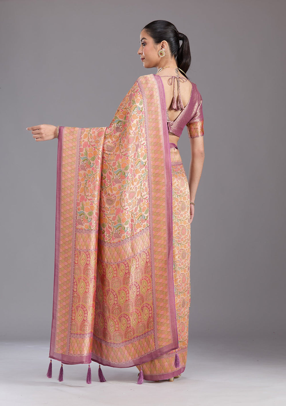 Lavender Banarasi Silk Saree-koskii