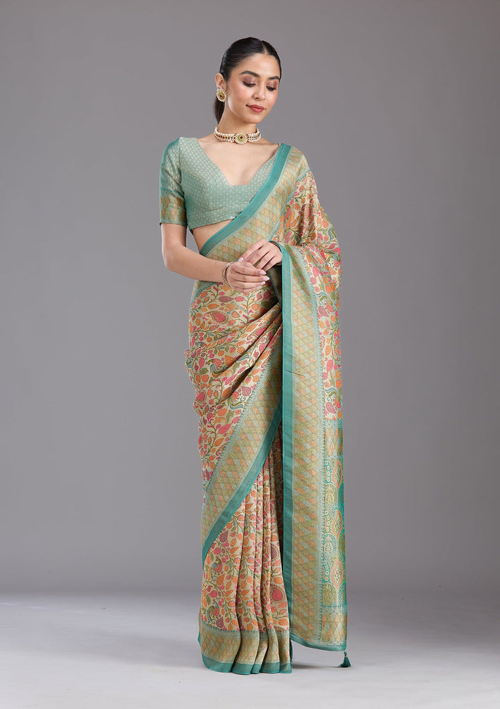 Sea Green Banarasi Silk Saree-koskii