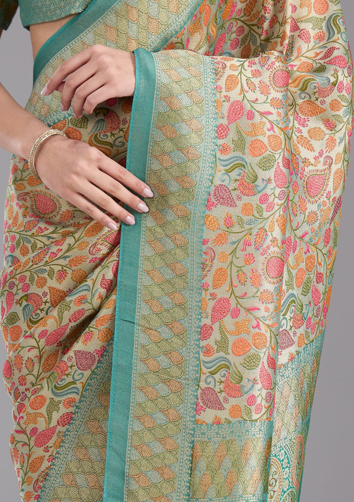Sea Green Banarasi Silk Saree-koskii