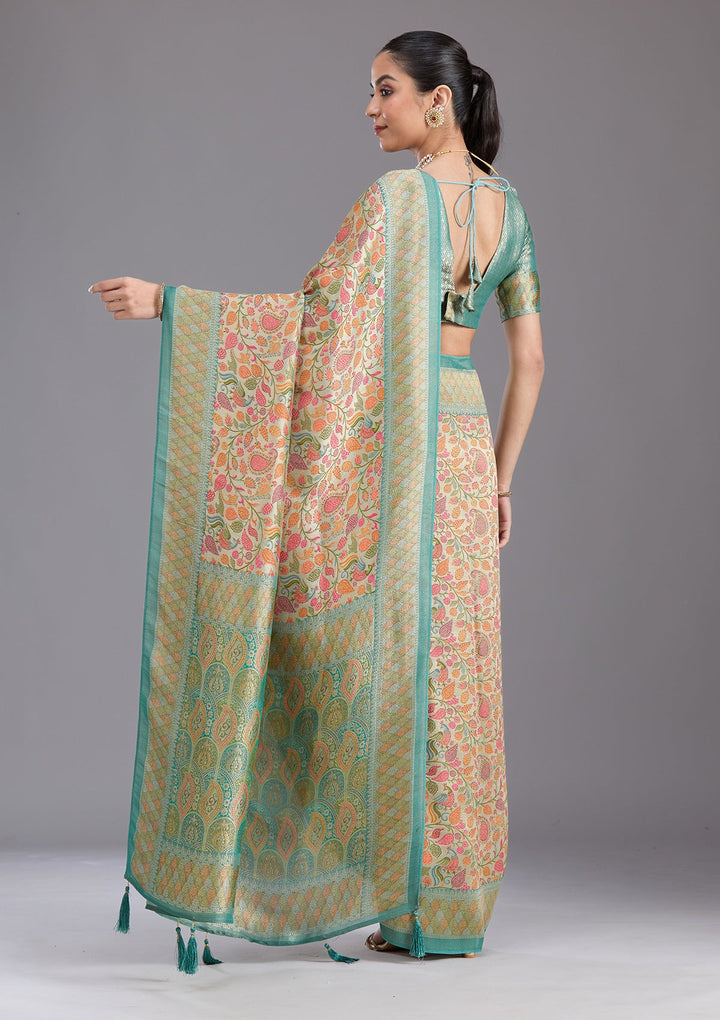 Sea Green Banarasi Silk Saree-koskii