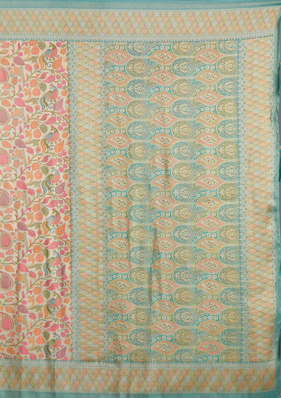 Sea Green Banarasi Silk Saree-koskii
