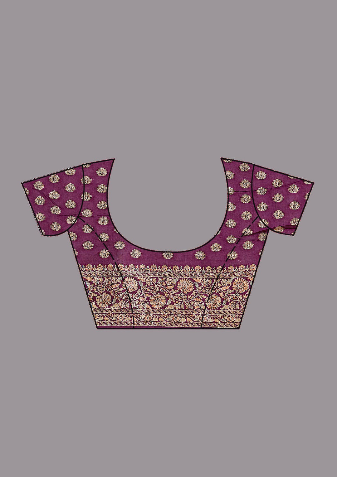 Purple Banarasi Silk Saree-koskii