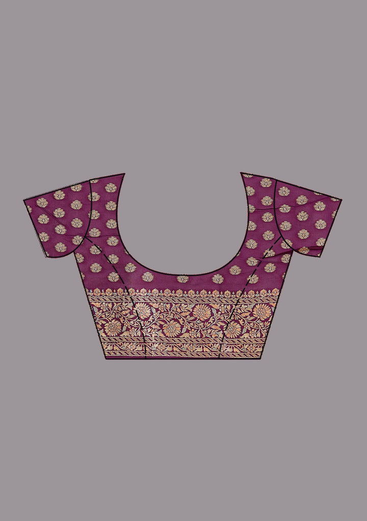 Purple Banarasi Silk Saree-koskii