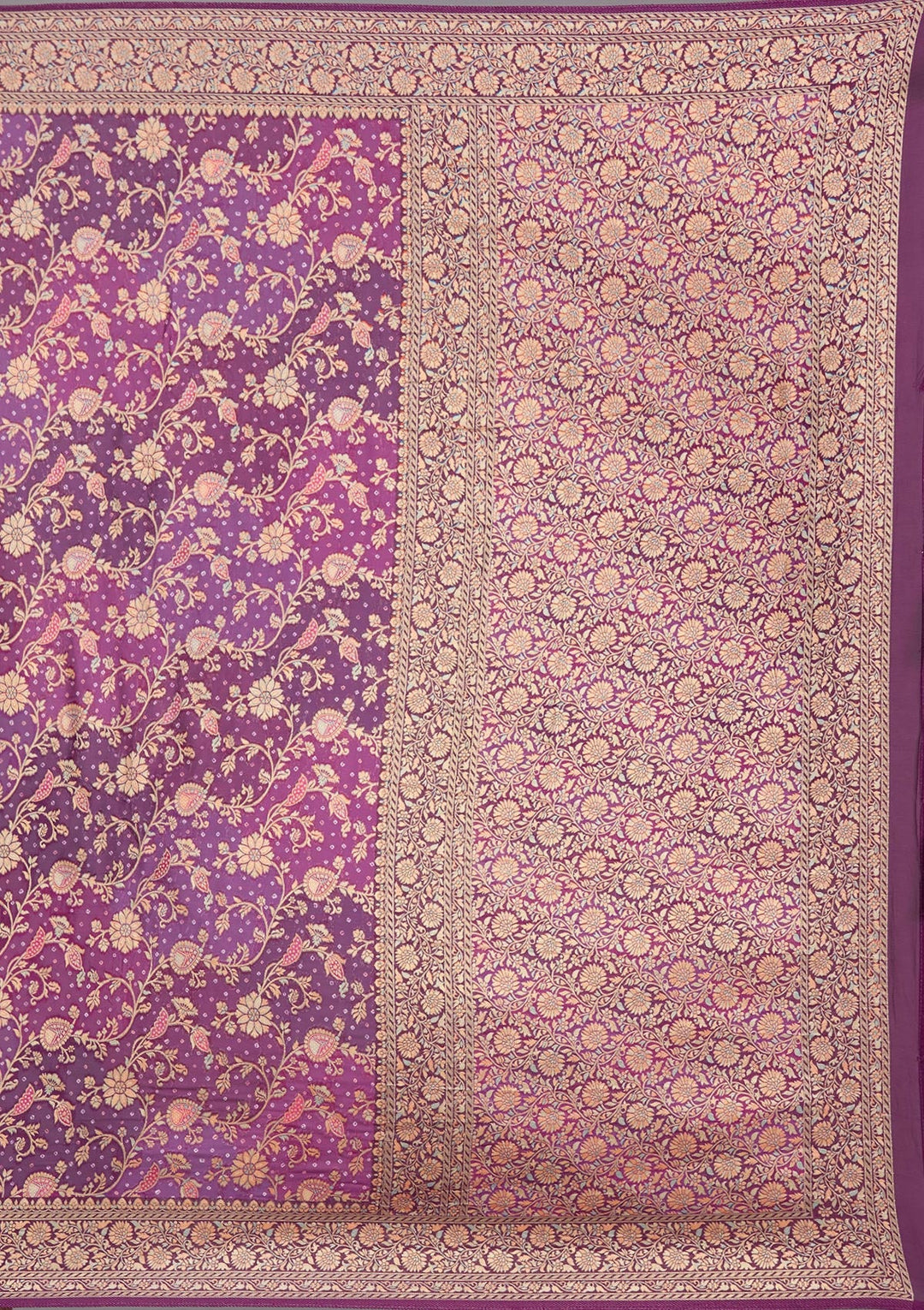 Purple Banarasi Silk Saree-koskii