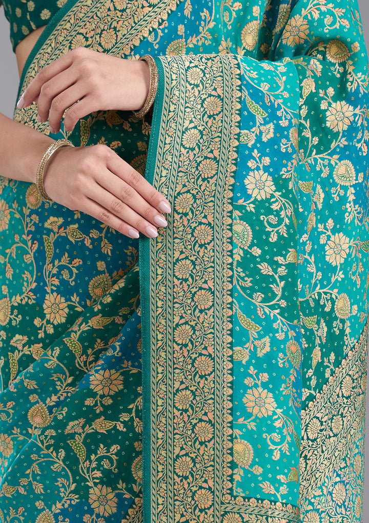 Rama Green Banarasi Silk Saree-koskii