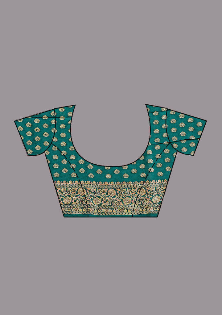 Rama Green Banarasi Silk Saree-koskii