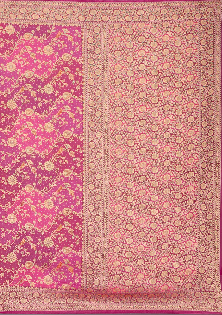Rani Pink Banarasi Silk Saree-koskii