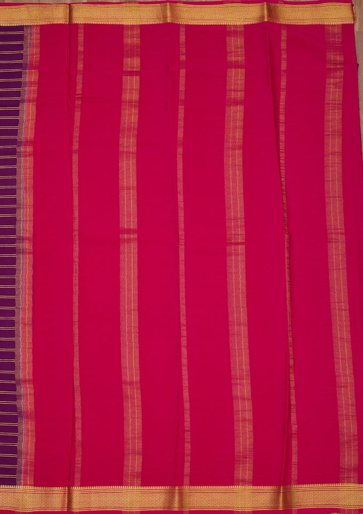 Wine Zariwork Pure Crepe Silk Saree-Koskii