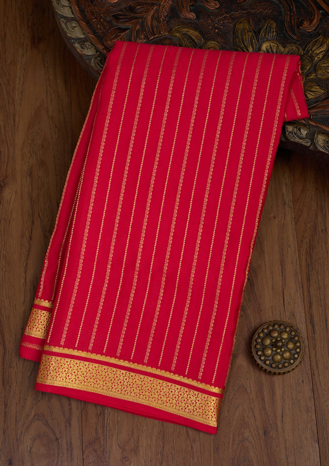 Red Zariwork Pure Crepe Silk Saree-Koskii