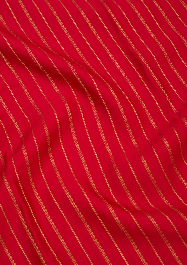 Red Zariwork Pure Crepe Silk Saree-Koskii