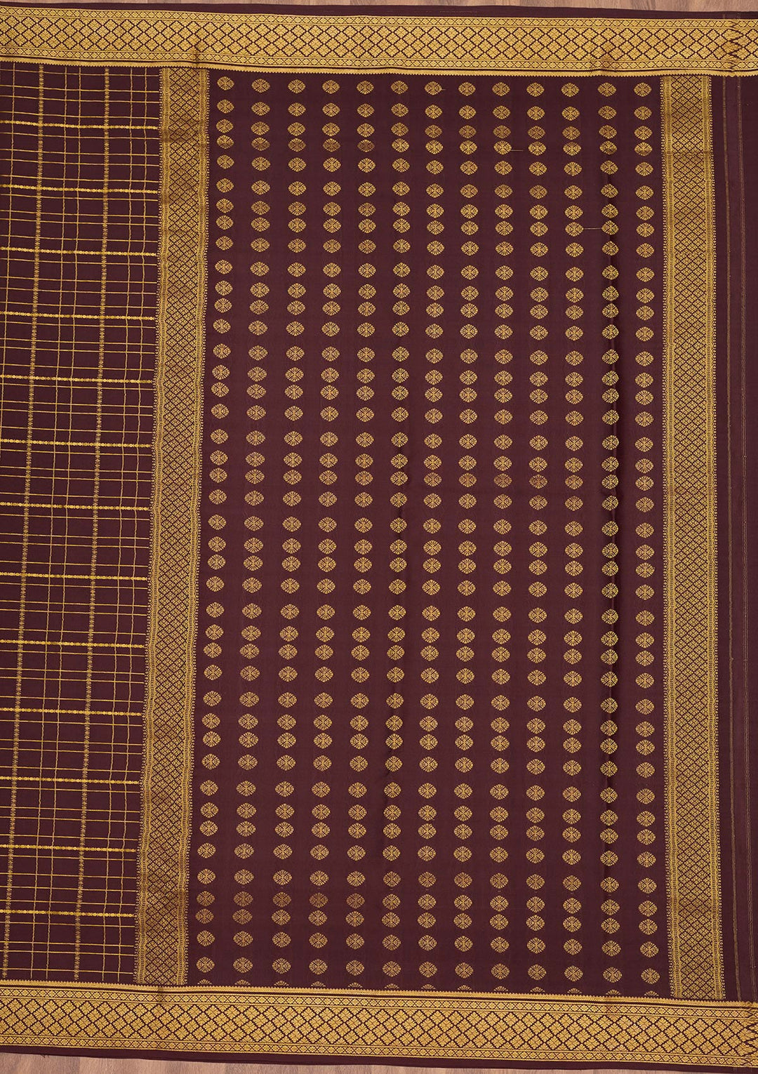 Brown Zariwork Pure Crepe Silk Saree-Koskii