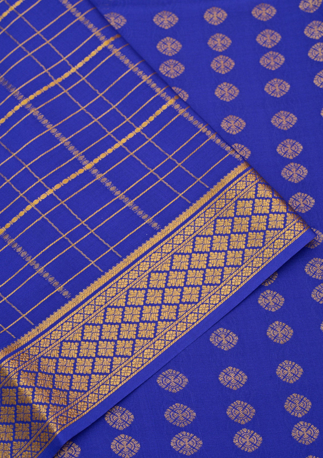 Royal Blue Zariwork Pure Crepe Silk Saree-Koskii