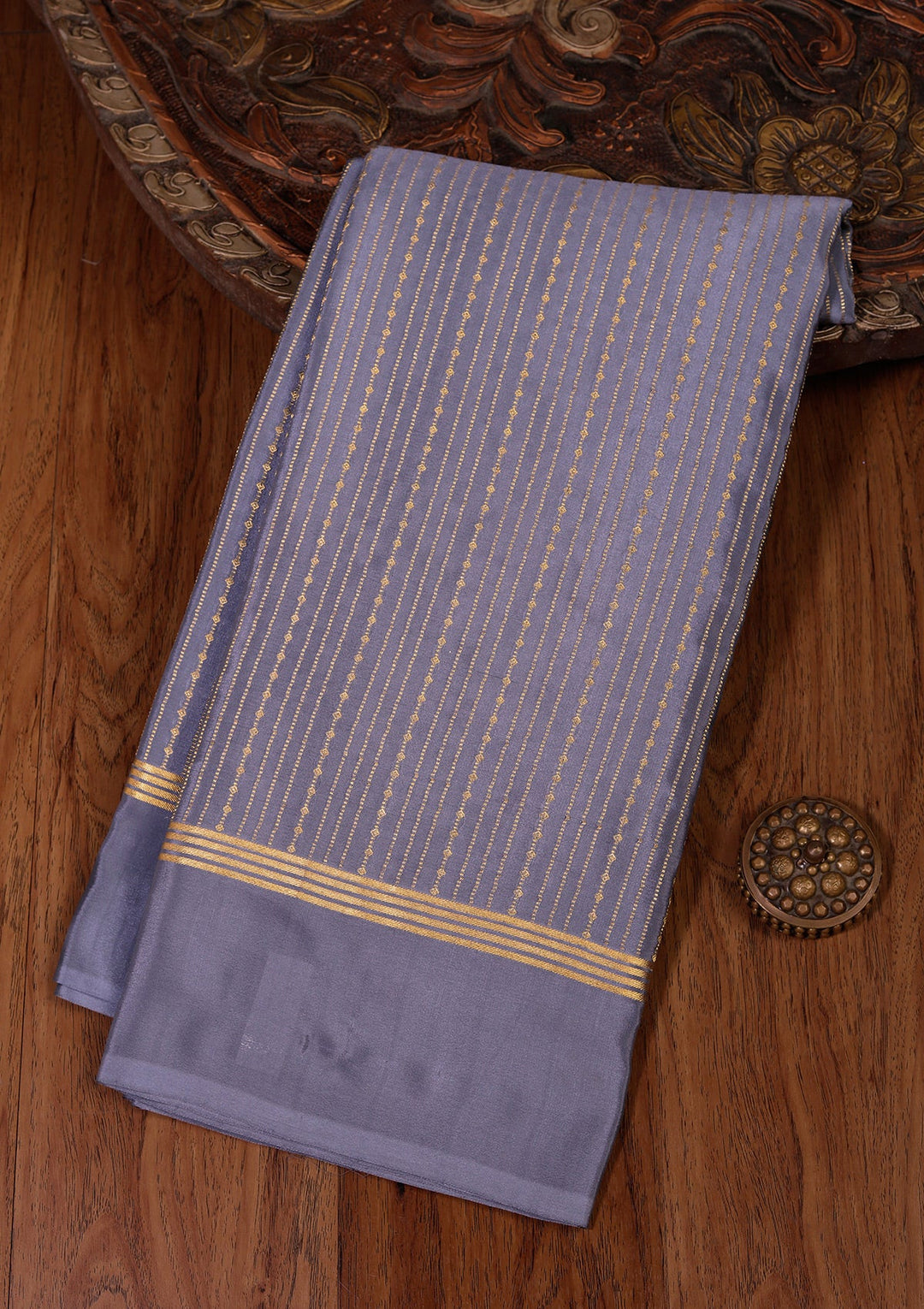 Blue Zariwork Pure Crepe Silk Saree_koskii