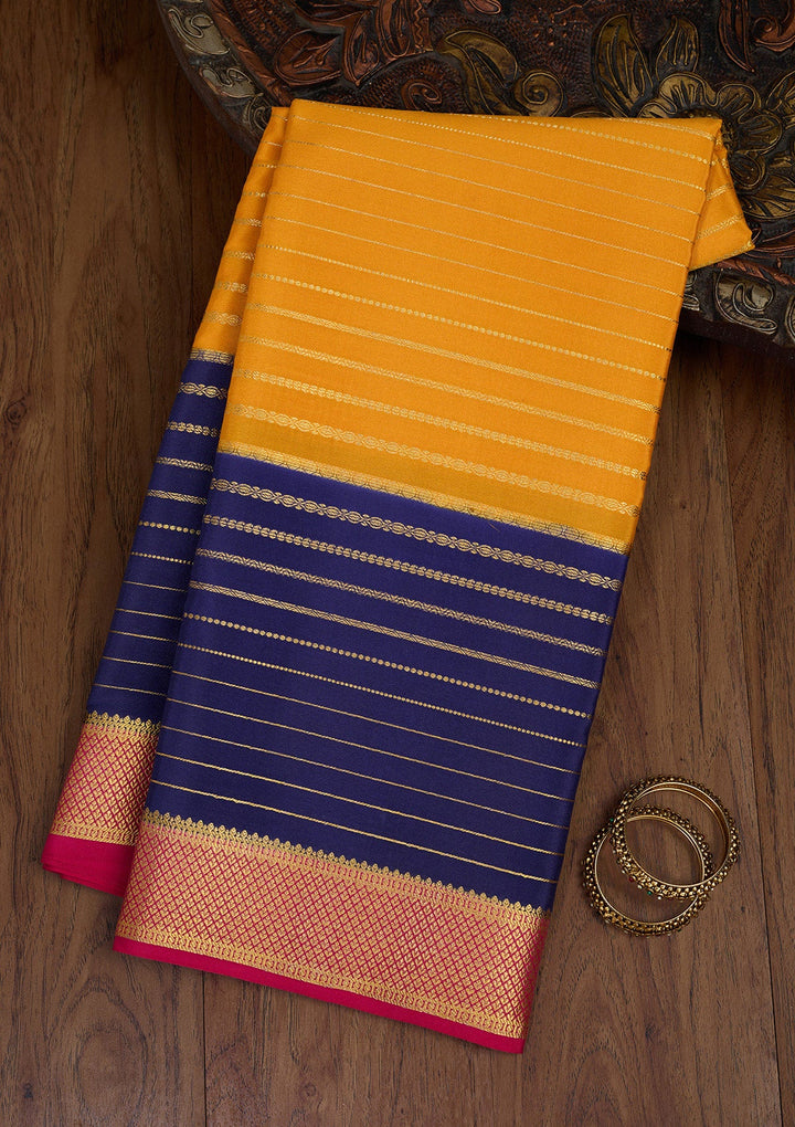 Orange Zariwork Pure Crepe Silk Saree-Koskii