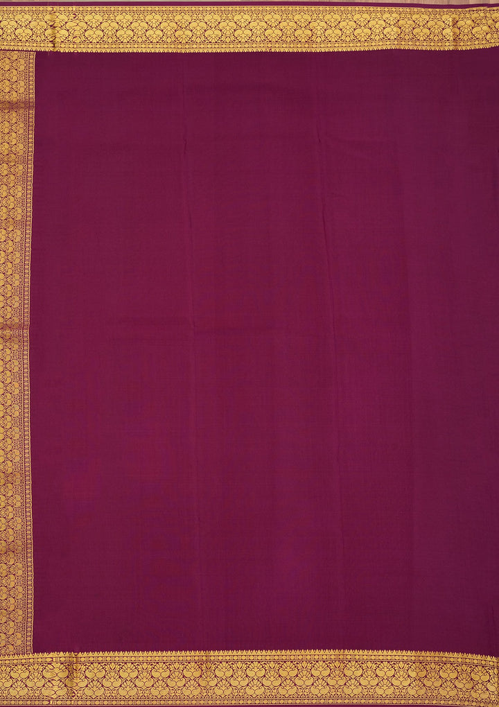 Light Grey Zariwork Pure Crepe Silk Saree-Koskii