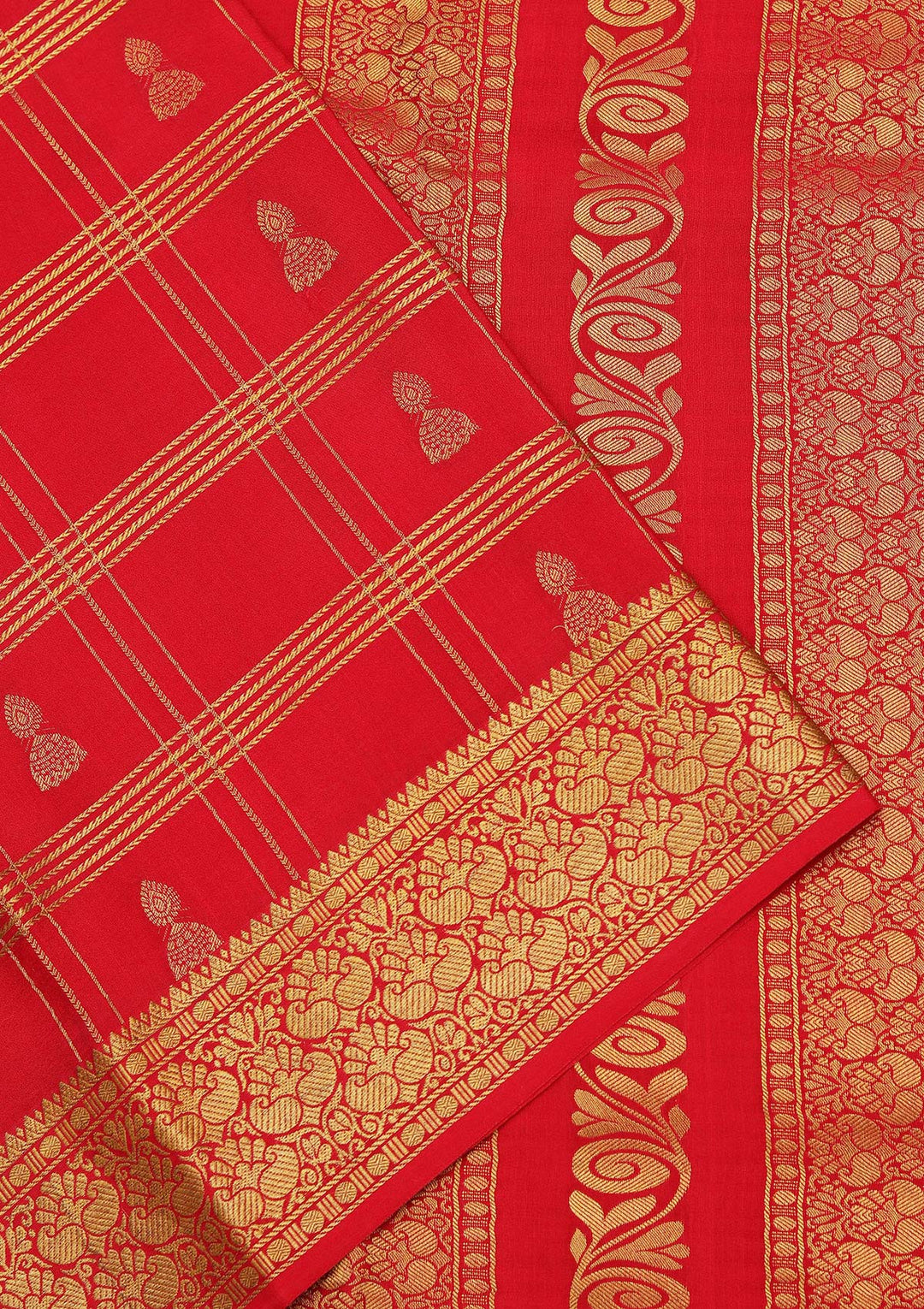 Orange Zariwork Pure Crepe Silk Saree_koskii