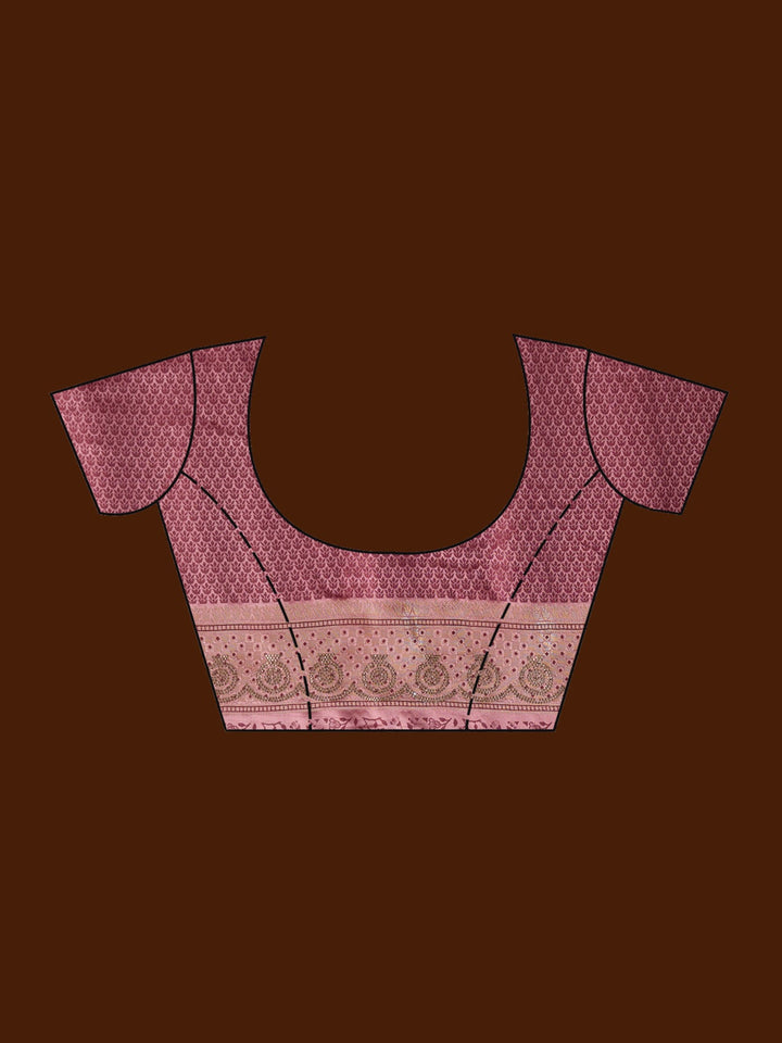 Mauve Stonework (Gold) Silk Saree-Koskii
