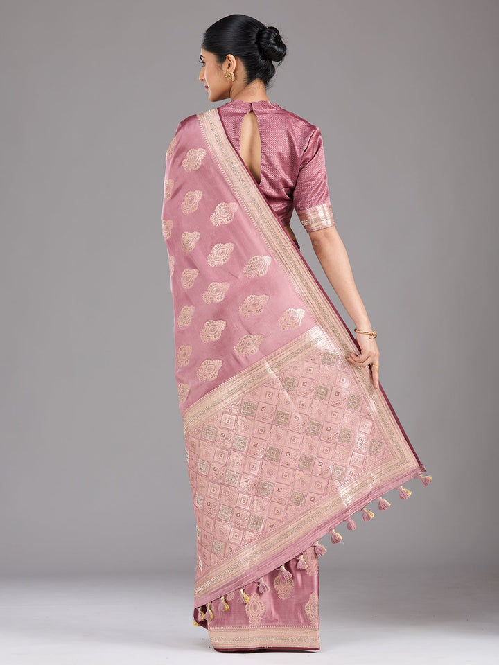 Mauve Stonework (Gold) Silk Saree-Koskii