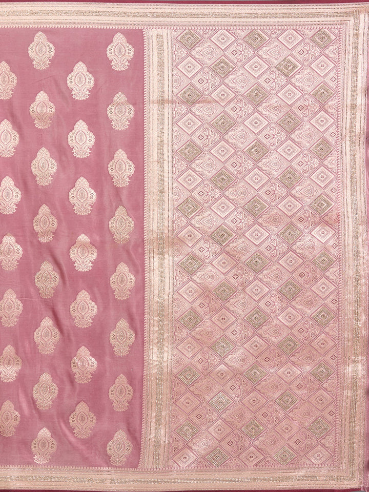Mauve Stonework (Gold) Silk Saree-Koskii