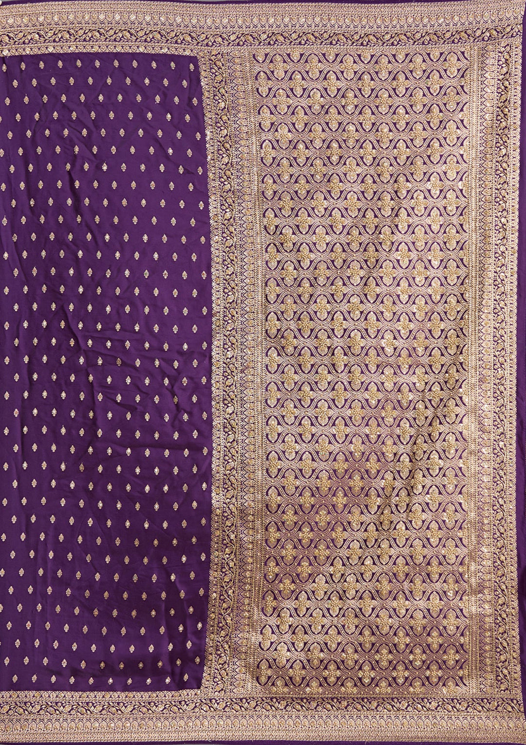 Purple Aariwork Silk Saree-koskii