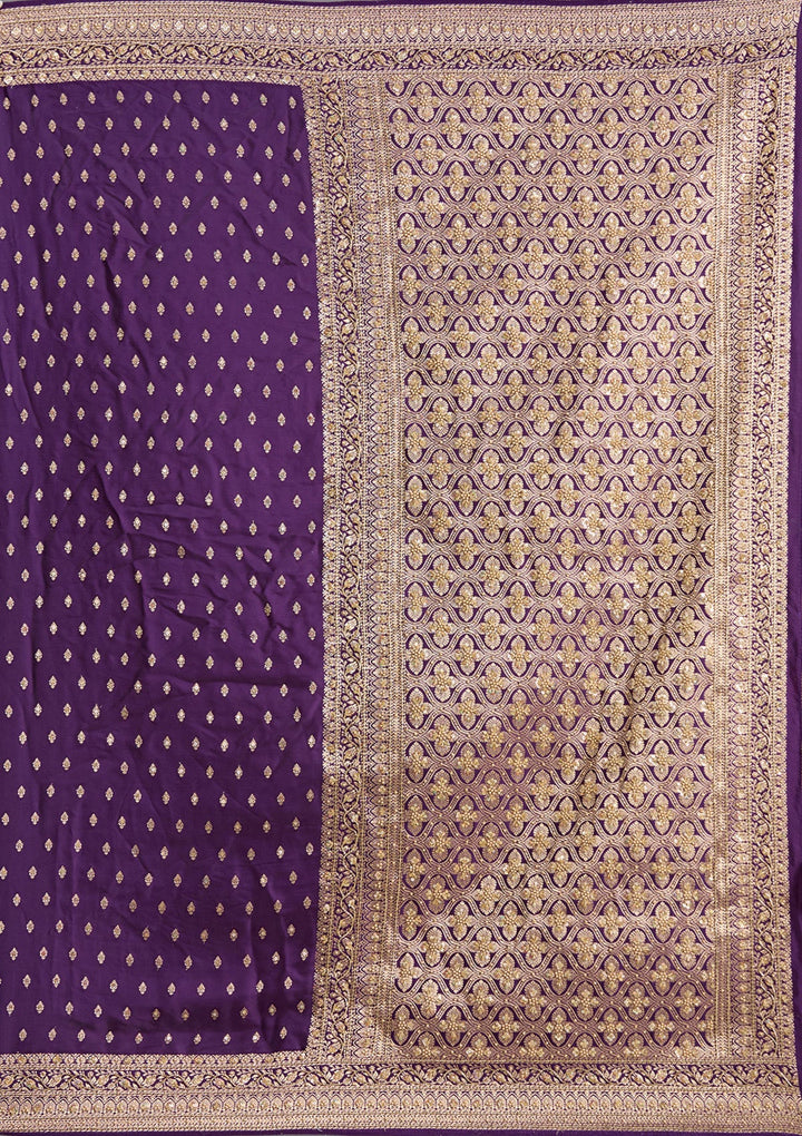 Purple Aariwork Silk Saree-koskii