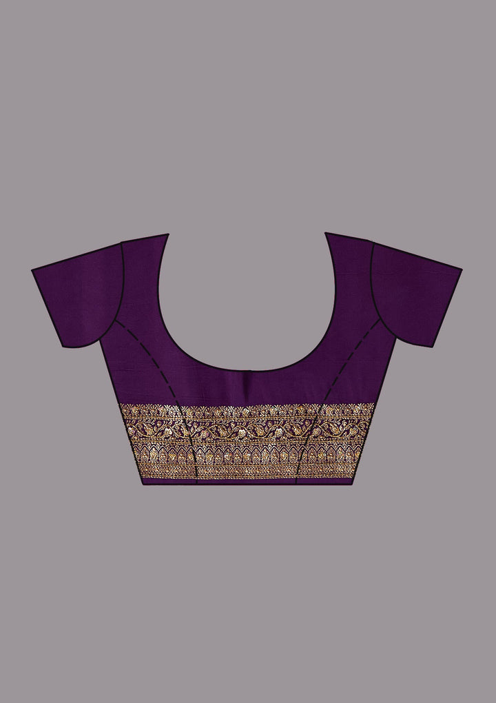 Purple Aariwork Silk Saree-koskii