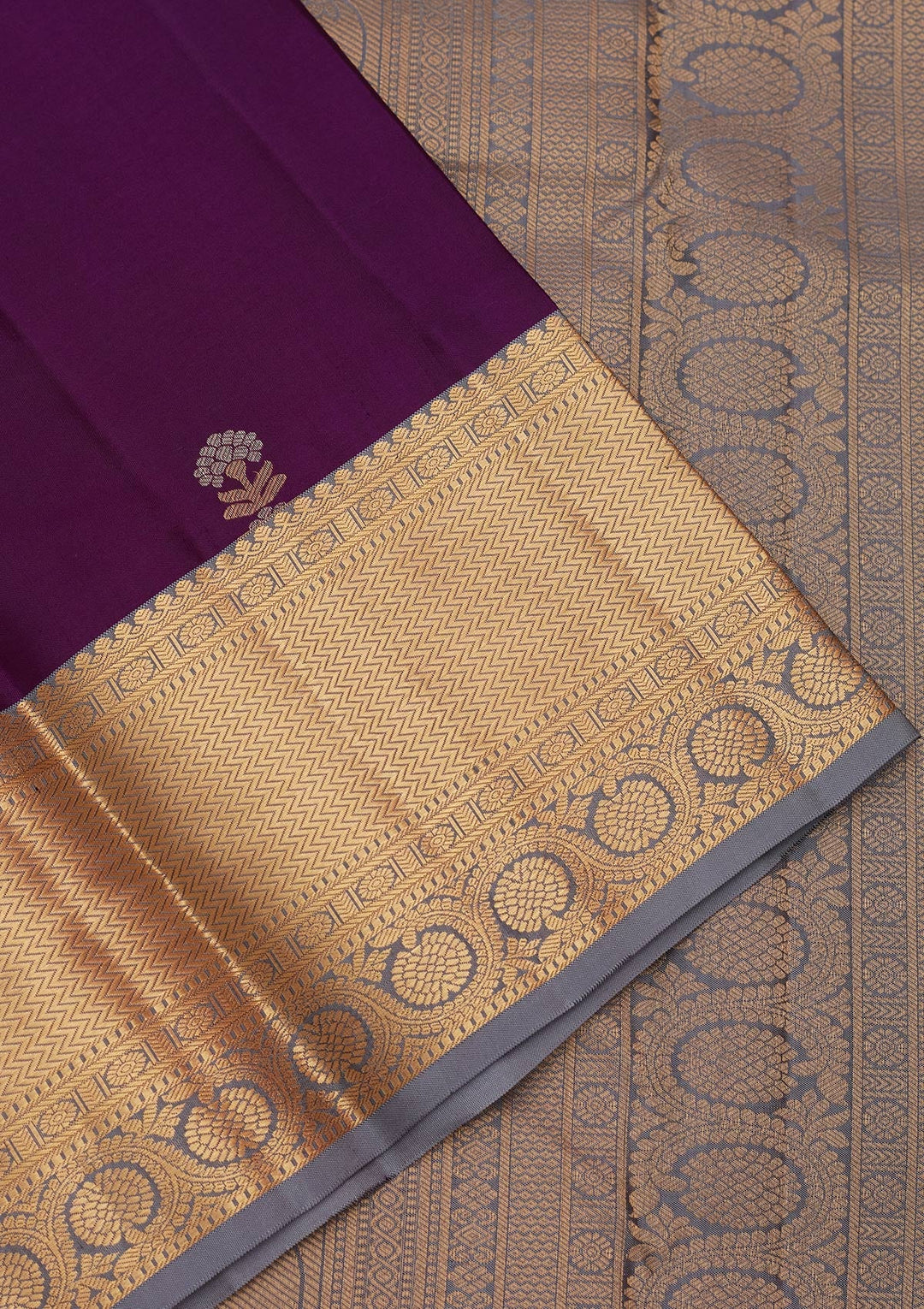 Purple Zariwork Pure Silk Saree-koskii