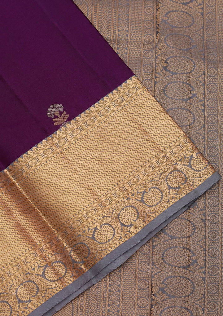 Purple Zariwork Pure Silk Saree-koskii
