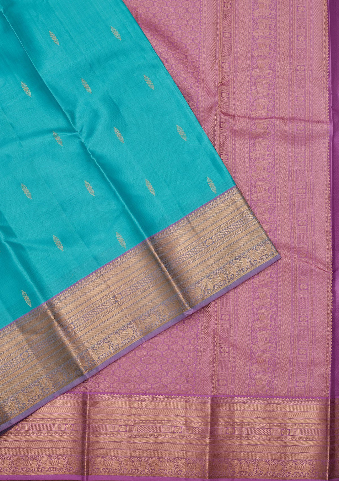 Turquoise Blue Zariwork Pure Silk Saree-koskii