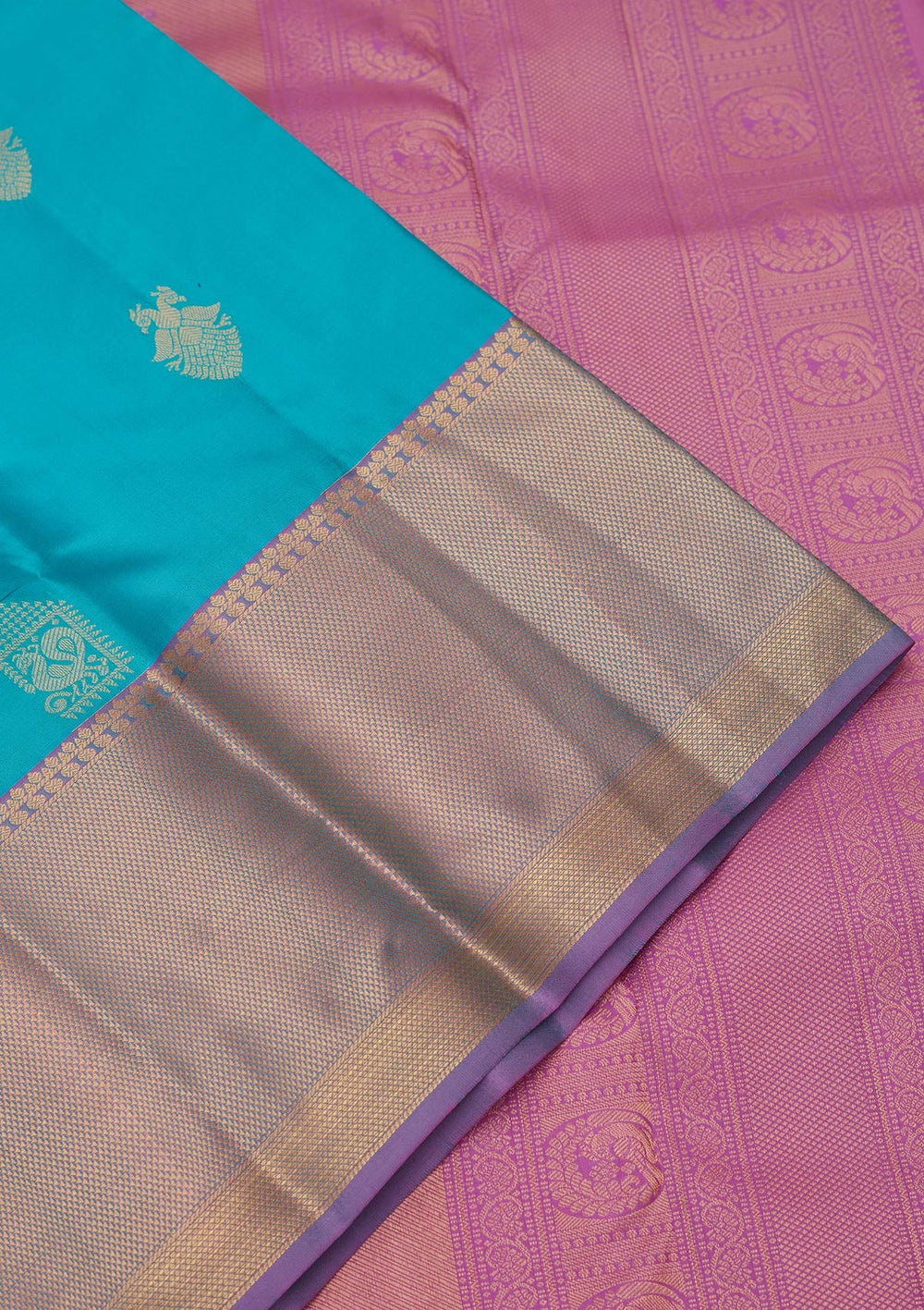 Turquoise Blue Zariwork Silk Saree-koskii