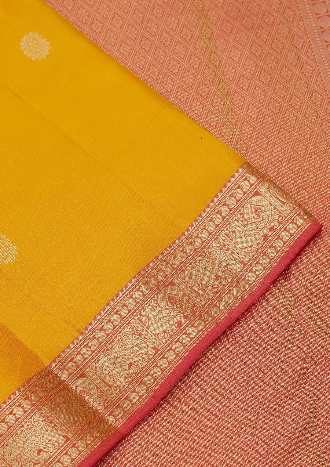 Mustard Zariwork Pure Silk Saree-koskii