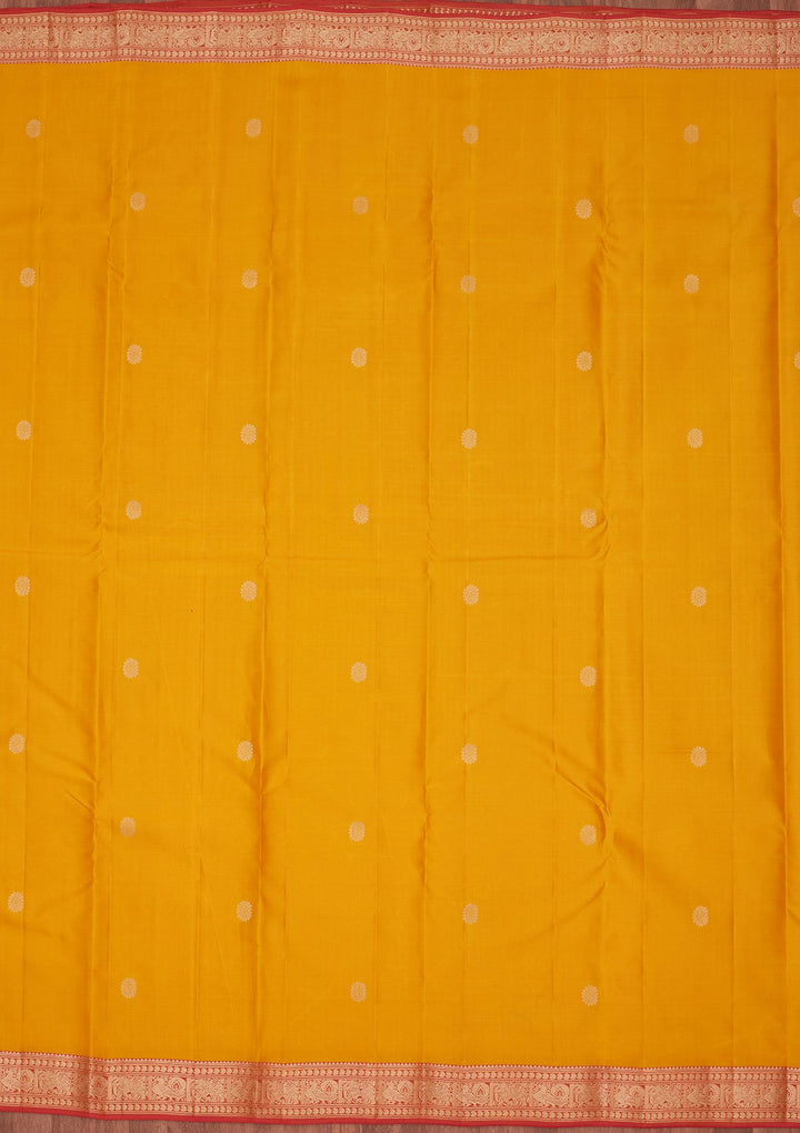 Mustard Zariwork Pure Silk Saree-koskii