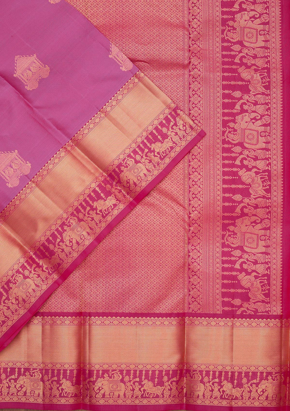 Rani Pink Zariwork Silk Saree-koskii