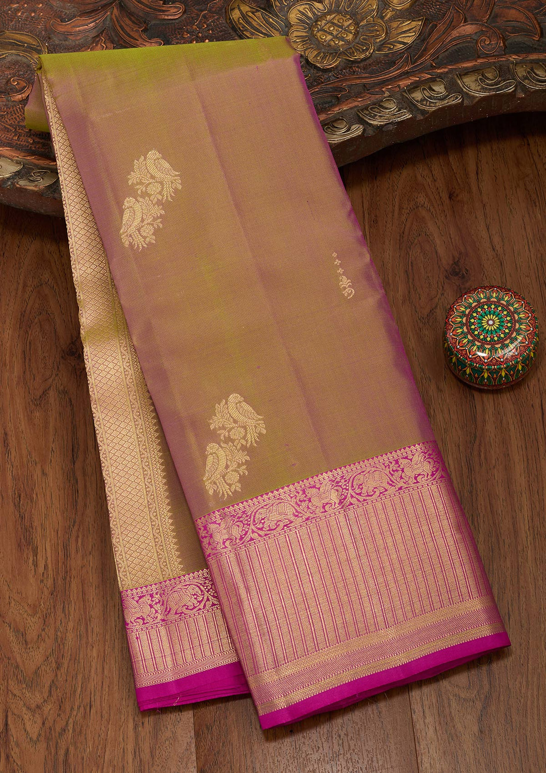 Mehendi Zariwork Silk Saree-koskii