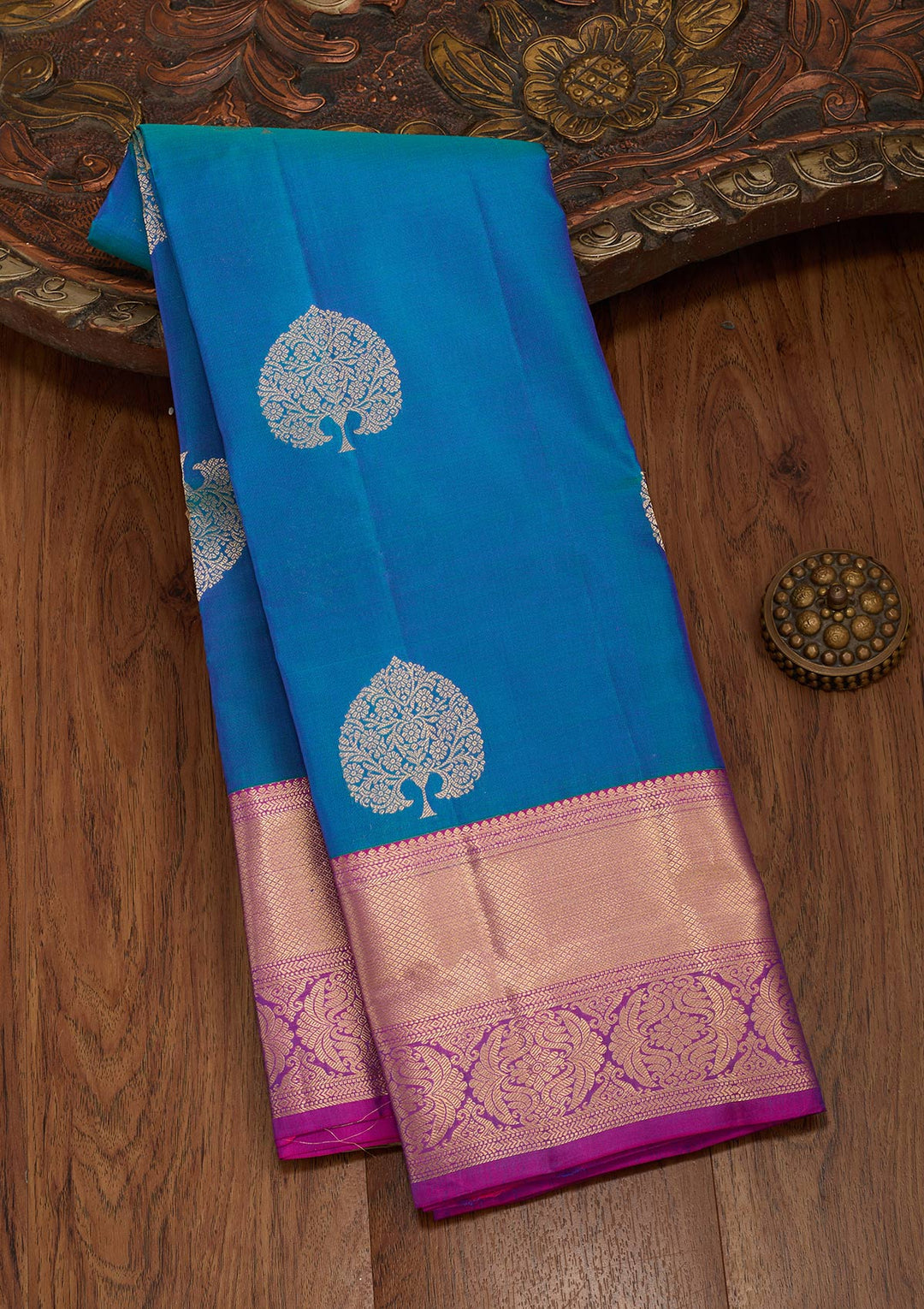Blue Zariwork Silk Saree-koskii