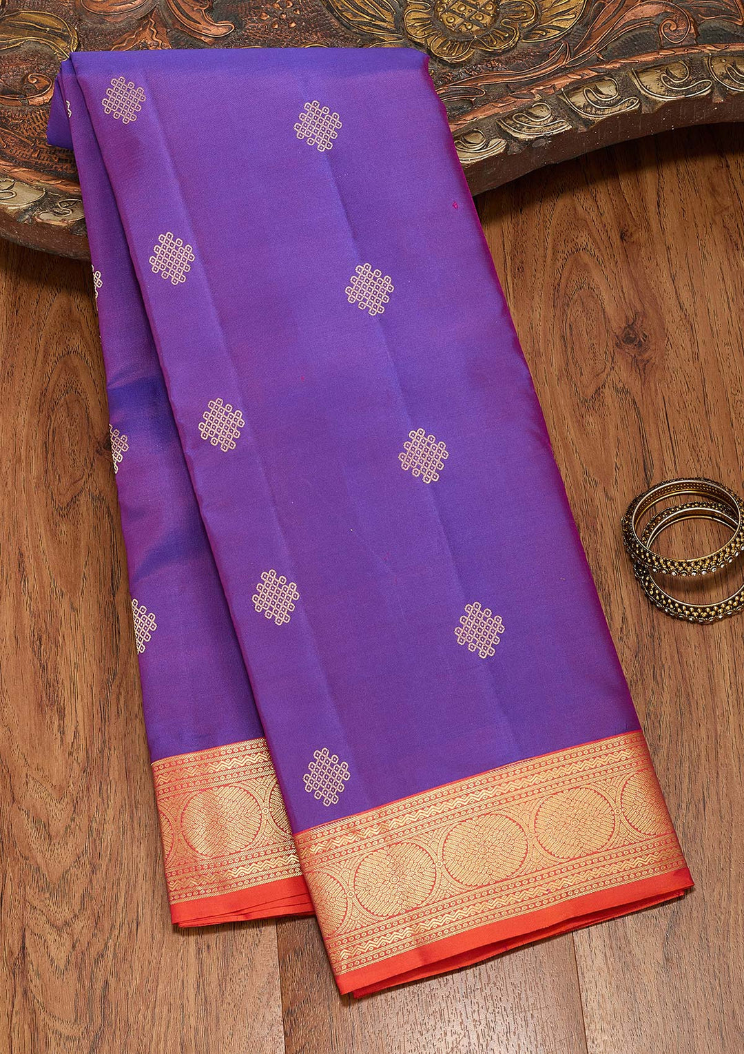 Purple Zariwork Silk Saree-koskii