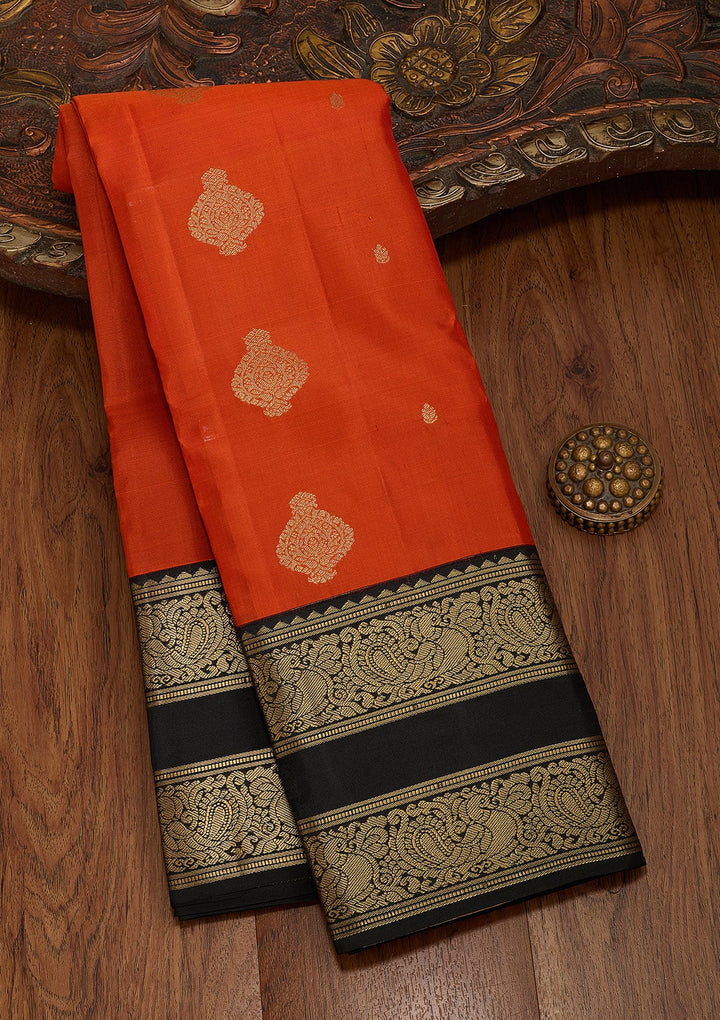 Orange Zariwork Pure Silk Saree-koskii