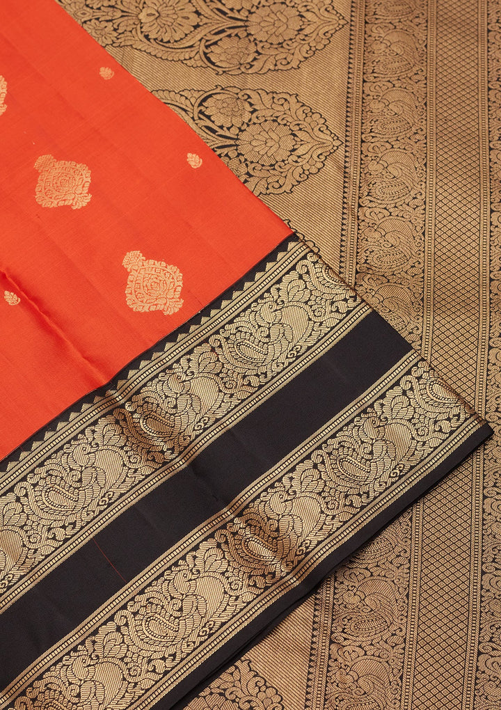Orange Zariwork Pure Silk Saree-koskii
