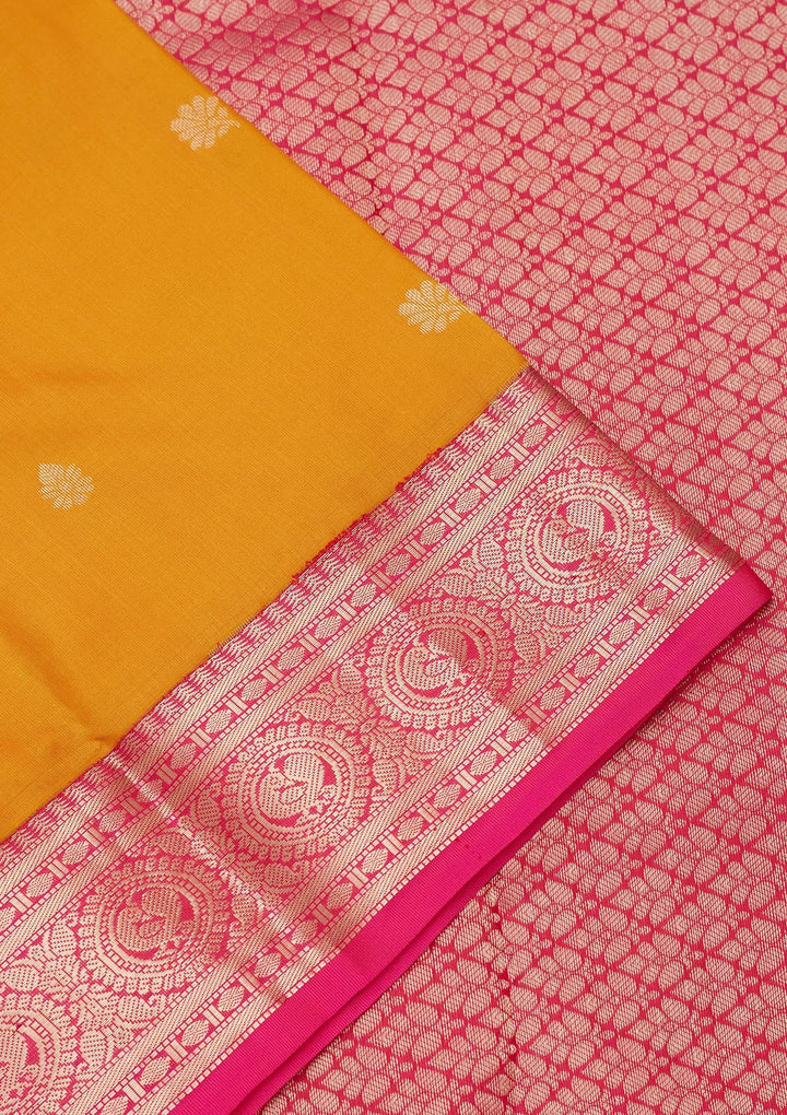 Mustard Zariwork Pure Silk Saree-koskii